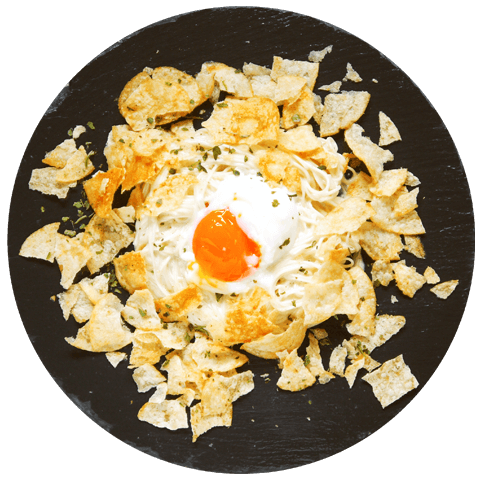 ズボラおつまみ! 温玉ポテチ素麺