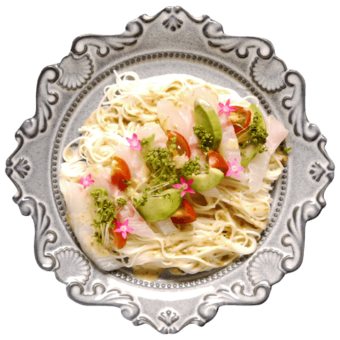 和風カルパッチョ風サラダそうめん